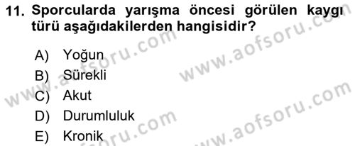 Spor Bilimlerine Giriş Dersi 2019 - 2020 Yılı (Final) Dönem Sonu Sınav Soruları 11. Soru