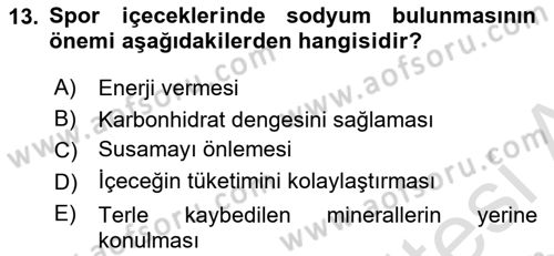 Spor Bilimlerine Giriş Dersi 2019 - 2020 Yılı (Final) Dönem Sonu Sınav Soruları 13. Soru