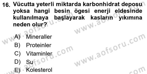 Spor Bilimlerine Giriş Dersi 2019 - 2020 Yılı (Final) Dönem Sonu Sınav Soruları 16. Soru