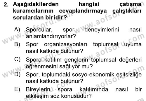 Spor Bilimlerine Giriş Dersi 2019 - 2020 Yılı (Final) Dönem Sonu Sınav Soruları 2. Soru