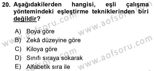 Spor Bilimlerine Giriş Dersi 2019 - 2020 Yılı (Final) Dönem Sonu Sınav Soruları 20. Soru