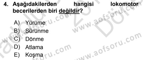 Spor Bilimlerine Giriş Dersi 2019 - 2020 Yılı (Final) Dönem Sonu Sınav Soruları 4. Soru