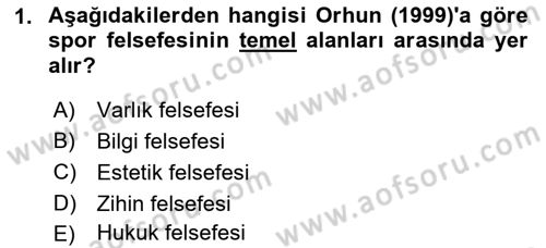 Spor Bilimlerine Giriş Dersi 2021 - 2022 Yılı (Vize) Ara Sınav Soruları 1. Soru