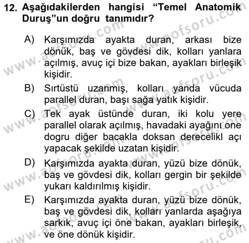 Spor Bilimlerine Giriş Dersi 2021 - 2022 Yılı (Vize) Ara Sınav Soruları 12. Soru