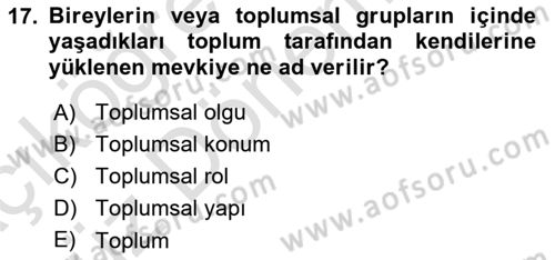 Spor Bilimlerine Giriş Dersi 2021 - 2022 Yılı (Vize) Ara Sınav Soruları 17. Soru