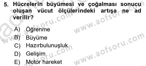 Spor Bilimlerine Giriş Dersi 2021 - 2022 Yılı (Vize) Ara Sınav Soruları 5. Soru
