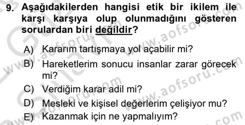Spor Bilimlerine Giriş Dersi 2021 - 2022 Yılı (Vize) Ara Sınav Soruları 9. Soru