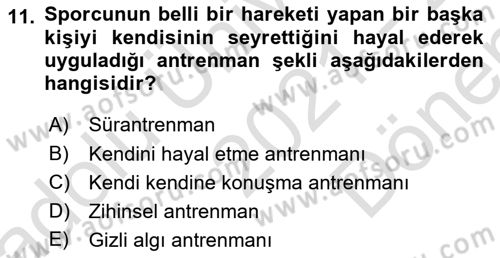 Spor Bilimlerine Giriş Dersi 2021 - 2022 Yılı (Final) Dönem Sonu Sınav Soruları 11. Soru