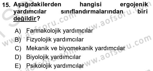 Spor Bilimlerine Giriş Dersi 2021 - 2022 Yılı (Final) Dönem Sonu Sınav Soruları 15. Soru