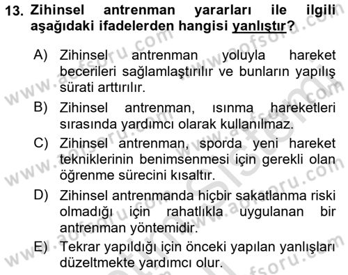 Spor Bilimlerine Giriş Dersi 2021 - 2022 Yılı Yaz Okulu Sınav Soruları 13. Soru