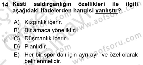 Spor Bilimlerine Giriş Dersi 2021 - 2022 Yılı Yaz Okulu Sınav Soruları 14. Soru