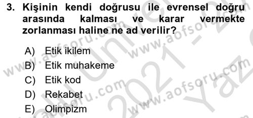 Spor Bilimlerine Giriş Dersi 2021 - 2022 Yılı Yaz Okulu Sınav Soruları 3. Soru