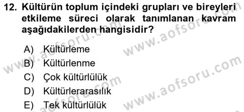 Spor Bilimlerine Giriş Dersi 2024 - 2025 Yılı (Vize) Ara Sınavı 12. Soru