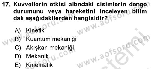 Spor Bilimlerine Giriş Dersi 2024 - 2025 Yılı (Vize) Ara Sınavı 17. Soru