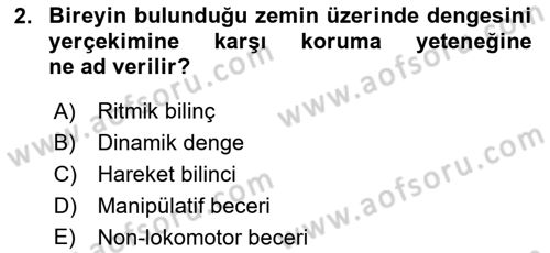 Spor Bilimlerine Giriş Dersi 2024 - 2025 Yılı (Vize) Ara Sınavı 2. Soru