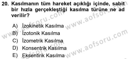 Spor Bilimlerine Giriş Dersi 2024 - 2025 Yılı (Vize) Ara Sınavı 20. Soru