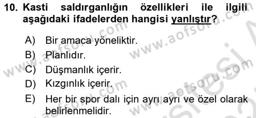 Spor Bilimlerine Giriş Dersi 2024 - 2025 Yılı (Final) Dönem Sonu Sınav Soruları 10. Soru
