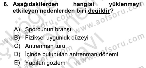 Spor Bilimlerine Giriş Dersi 2024 - 2025 Yılı (Final) Dönem Sonu Sınav Soruları 6. Soru