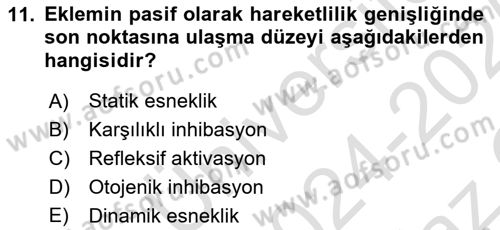 Spor Bilimlerine Giriş Dersi 2024 - 2025 Yılı Yaz Okulu Sınav Soruları 11. Soru