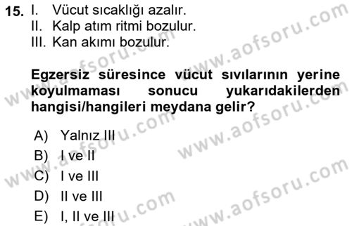 Spor Bilimlerine Giriş Dersi 2024 - 2025 Yılı Yaz Okulu Sınav Soruları 15. Soru