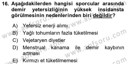 Spor Bilimlerine Giriş Dersi 2024 - 2025 Yılı Yaz Okulu Sınav Soruları 16. Soru