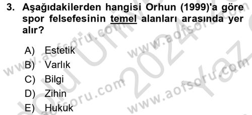 Spor Bilimlerine Giriş Dersi 2024 - 2025 Yılı Yaz Okulu Sınav Soruları 3. Soru