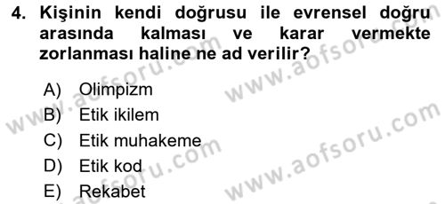 Spor Bilimlerine Giriş Dersi 2024 - 2025 Yılı Yaz Okulu Sınav Soruları 4. Soru
