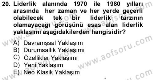 Spor Yönetimi Dersi 2012 - 2013 Yılı (Vize) Ara Sınav Soruları 20. Soru