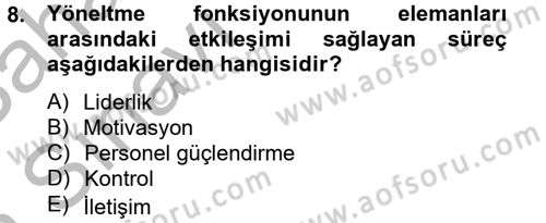 Spor Yönetimi Dersi 2012 - 2013 Yılı (Vize) Ara Sınav Soruları 8. Soru