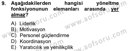 Spor Yönetimi Dersi 2012 - 2013 Yılı (Vize) Ara Sınav Soruları 9. Soru