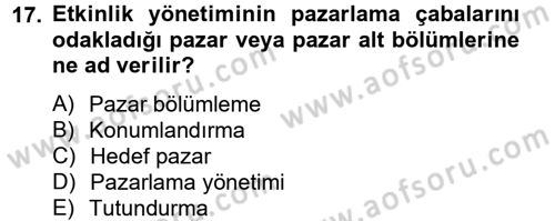 Spor Yönetimi Dersi 2012 - 2013 Yılı (Final) Dönem Sonu Sınav Soruları 17. Soru