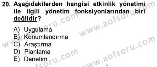 Spor Yönetimi Dersi 2012 - 2013 Yılı (Final) Dönem Sonu Sınav Soruları 20. Soru