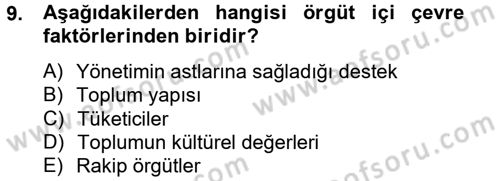 Spor Yönetimi Dersi 2013 - 2014 Yılı (Final) Dönem Sonu Sınav Soruları 9. Soru