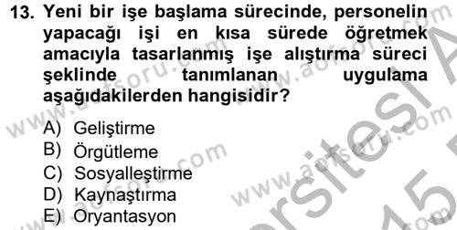 Spor Yönetimi Dersi 2014 - 2015 Yılı (Vize) Ara Sınav Soruları 13. Soru