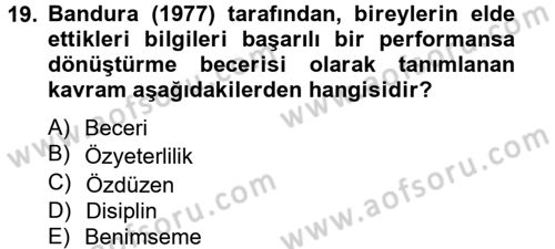 Spor Yönetimi Dersi 2014 - 2015 Yılı (Vize) Ara Sınav Soruları 19. Soru