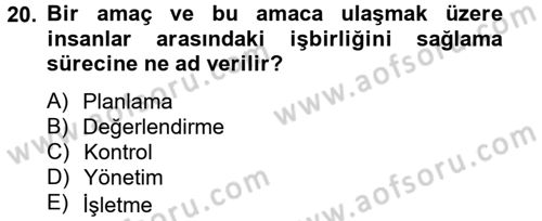 Spor Yönetimi Dersi 2014 - 2015 Yılı (Vize) Ara Sınav Soruları 20. Soru