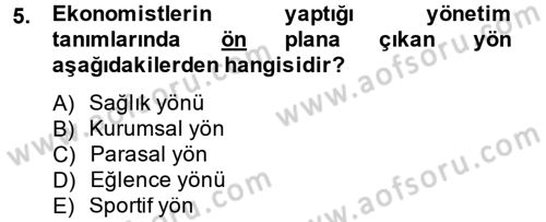 Spor Yönetimi Dersi 2014 - 2015 Yılı (Vize) Ara Sınav Soruları 5. Soru