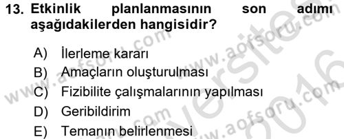 Spor Yönetimi Dersi 2015 - 2016 Yılı (Final) Dönem Sonu Sınav Soruları 13. Soru