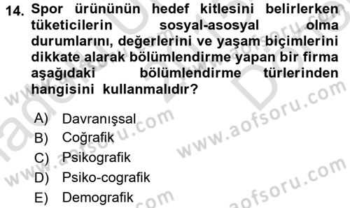 Spor Yönetimi Dersi 2015 - 2016 Yılı (Final) Dönem Sonu Sınav Soruları 14. Soru