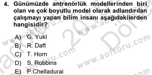 Spor Yönetimi Dersi 2015 - 2016 Yılı (Final) Dönem Sonu Sınav Soruları 4. Soru