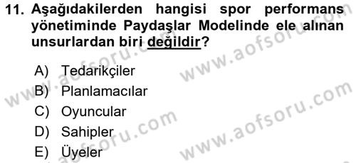 Spor Yönetimi Dersi 2015 - 2016 Yılı Tek Ders Sınav Soruları 11. Soru