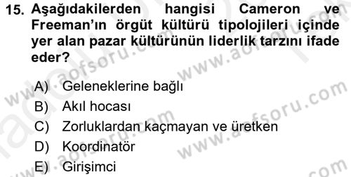 Spor Yönetimi Dersi 2015 - 2016 Yılı Tek Ders Sınav Soruları 15. Soru