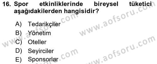 Spor Yönetimi Dersi 2015 - 2016 Yılı Tek Ders Sınav Soruları 16. Soru