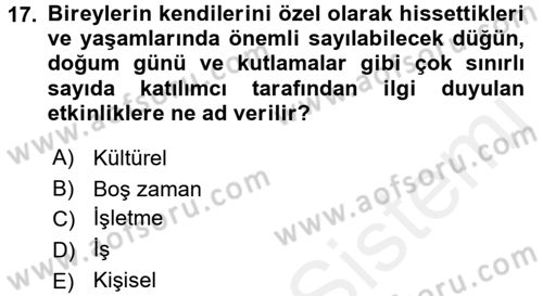 Spor Yönetimi Dersi 2015 - 2016 Yılı Tek Ders Sınav Soruları 17. Soru