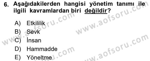 Spor Yönetimi Dersi 2015 - 2016 Yılı Tek Ders Sınav Soruları 6. Soru