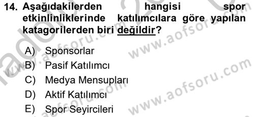 Spor Yönetimi Dersi 2016 - 2017 Yılı 3 Ders Sınav Soruları 14. Soru
