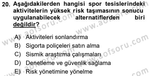 Spor Yönetimi Dersi 2016 - 2017 Yılı 3 Ders Sınav Soruları 20. Soru