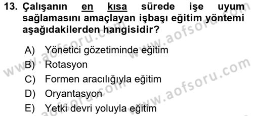 Spor Yönetimi Dersi 2016 - 2017 Yılı (Vize) Ara Sınav Soruları 13. Soru