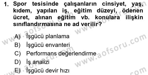 Spor Yönetimi Dersi 2016 - 2017 Yılı (Final) Dönem Sonu Sınav Soruları 1. Soru