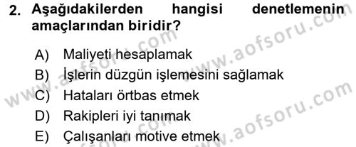 Spor Yönetimi Dersi 2017 - 2018 Yılı 3 Ders Sınav Soruları 2. Soru